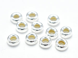 25pcs 925 Sterling Silver Beads, 3.5mm Rondelle Spacer, 1.6mm Thick-Metal Findings & Charms-BeadXpert
