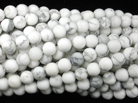 Matte White Howlite Beads, Round, 6mm-BeadXpert