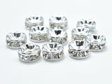 Rhinestone, 6mm, Finding Spacer Round,Clear,Silver plated Brass, 30pcs-Metal Findings & Charms-BeadXpert