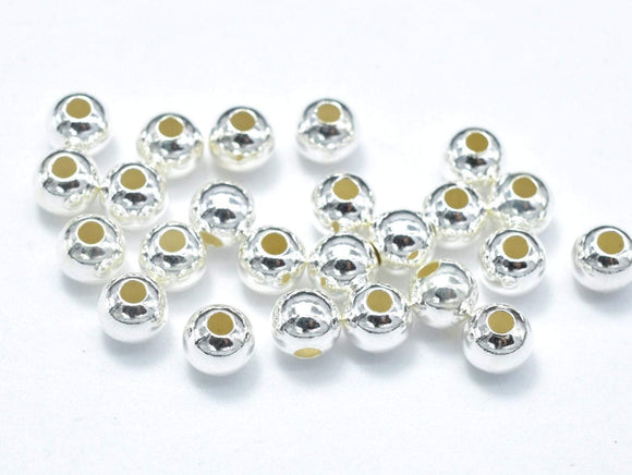 30pcs 925 Sterling Silver Beads, 3mm Round Beads-Metal Findings & Charms-BeadXpert