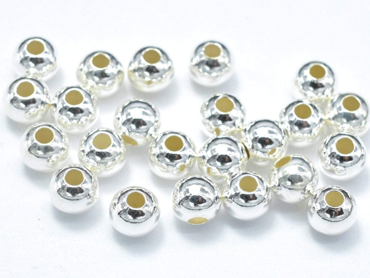 Solid Sterling 925 Silver Bead,20pcs/lot 3mm 4mm 5mm 6mmTiny Sterling  Silver Ball Sphere Silver