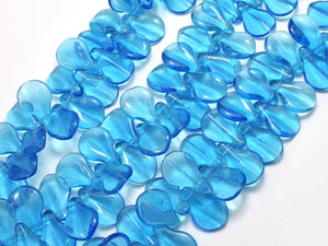 Glass Beads-Blue, 13x19mm Leaf beads, 10 Inch-BeadXpert