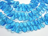 Glass Beads-Blue, 13x19mm Leaf beads, 10 Inch-BeadXpert