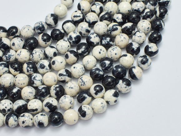 Rain Flower Stone Beads, Black, White, 8mm Round Beads-BeadXpert