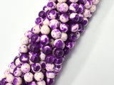 Rain Flower Stone, Purple, White, 8mm Round Beads-BeadXpert