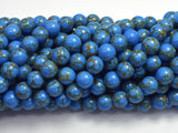 Howlite Turquoise - Blue with Gold Line, 8mm (8.3mm)-BeadXpert