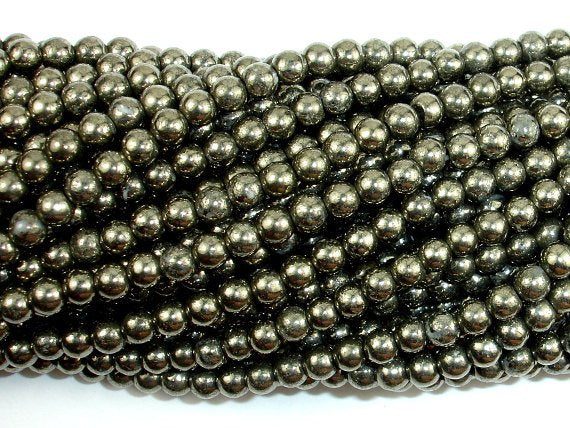 Pyrite Beads, 4mm Round Beads-BeadXpert