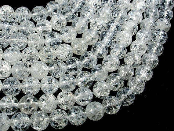 Crackle Clear Quartz Beads, 10mm Round Beads-BeadXpert