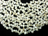 Fresh Water Pearl Beads, White with AB, Top drilled, Keshi