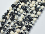 Rain Flower Stone Beads, Black, White, 8mm Round Beads-BeadXpert
