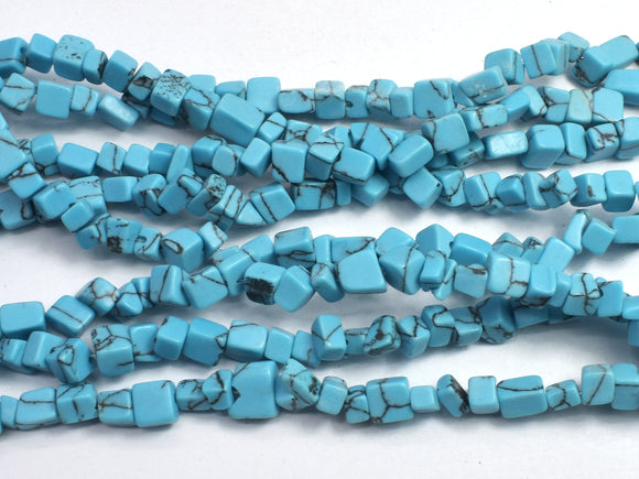 Howlite Turquoise-Blue, 4-7mm Chips Beads, 34 Inch-BeadXpert
