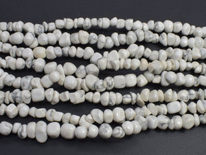 White Howlite, 5-10mm Pebble Chips Beads, 34 Inch-BeadXpert