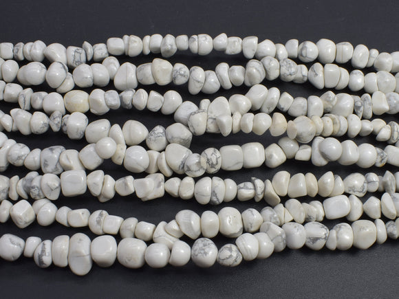 White Howlite, 5-10mm Pebble Chips Beads, 34 Inch-BeadXpert