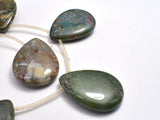 Indian Agate, Fancy Jasper, 30x40mm Flat Teardrop, Side Drilled-BeadXpert