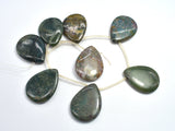 Indian Agate, Fancy Jasper, 30x40mm Flat Teardrop, Side Drilled-BeadXpert