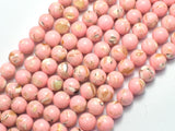 Shell Howlite-Pink, with Trochus Shell, 8mm (8.5mm) Round-BeadXpert