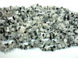 Black Rutilated Quartz, 4mm - 9mm Chips Beads, Long full strand-BeadXpert