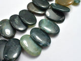 Moss Agate 20x30mm Overlapping Oval Beads, Side Drilled-BeadXpert