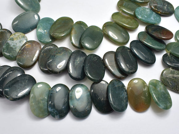 Moss Agate 20x30mm Overlapping Oval Beads, Side Drilled-BeadXpert