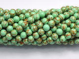 Howlite Turquoise - Green with Gold Line, 6mm (6.4mm)-BeadXpert