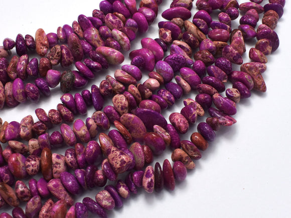 Impression Jasper-Purple, 5-10mm Pebble Chips Beads, 33 Inch-BeadXpert