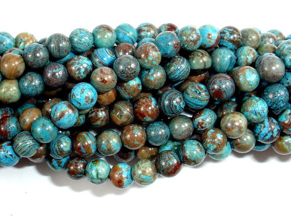 Blue Calsilica Jasper Beads, 4mm (4.5mm) Round Beads-BeadXpert