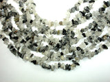 Black Rutilated Quartz, 4mm - 9mm Chips Beads, Long full strand-BeadXpert