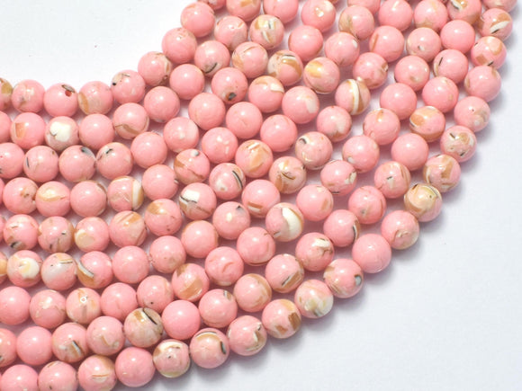 Shell Howlite-Pink, with Trochus Shell, 6mm (6.5mm)-Beadxpert
