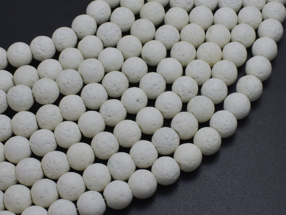 White Lava Beads, 8mm Round Beads, 15 Inch-BeadXpert