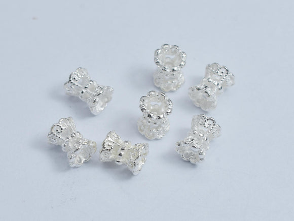 10pcs 925 Sterling Silver Bead Caps, 4mm Double Bead Caps, Height 5mm-BeadXpert