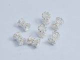 10pcs 925 Sterling Silver Bead Caps, 4mm Double Bead Caps, Height 5mm-BeadXpert
