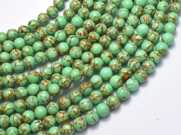 Howlite Turquoise - Green with Gold Line, 6mm (6.4mm)-BeadXpert