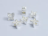 4pcs 925 Sterling Silver Beads, 6.5x6.5mm Four Pointed Star-BeadXpert