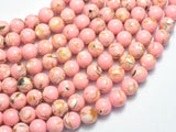 Shell Howlite-Pink, with Trochus Shell, 8mm (8.5mm) Round-BeadXpert