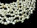 Fresh Water Pearl Beads, White with AB, Top drilled, Keshi