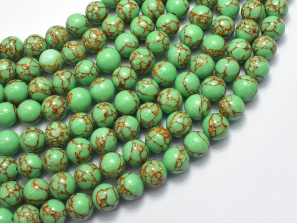 Howlite Turquoise - Green with Gold Line, 8mm (8.3mm)-BeadXpert