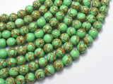 Howlite Turquoise - Green with Gold Line, 8mm (8.3mm)-BeadXpert