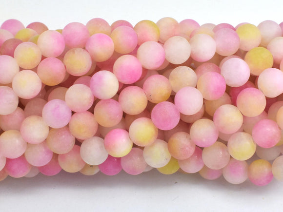 Matte Jade - Pink & Yellow, 6mm Round-BeadXpert