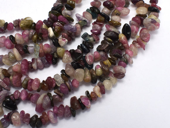 Watermelon Tourmaline, 4mm - 9mm Chips Beads, 33 Inch-BeadXpert