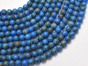 Howlite Turquoise - Blue with Gold Line, 6mm (6.4mm)-BeadXpert