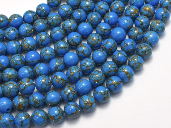 Howlite Turquoise - Blue with Gold Line, 8mm (8.3mm)-BeadXpert