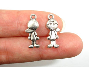 Boy Charms, Zinc Alloy, Antique Silver Tone, 8x19 mm, 20 pcs-BeadXpert