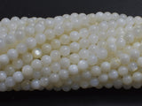 Mother of Pearl, MOP, Creamy White, 4mm, Round-BeadXpert