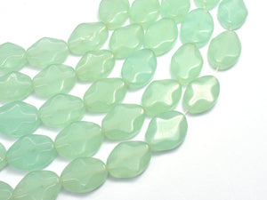 Glass-Green, 15x20mm Wavy Oval, 15.5 Inch-BeadXpert