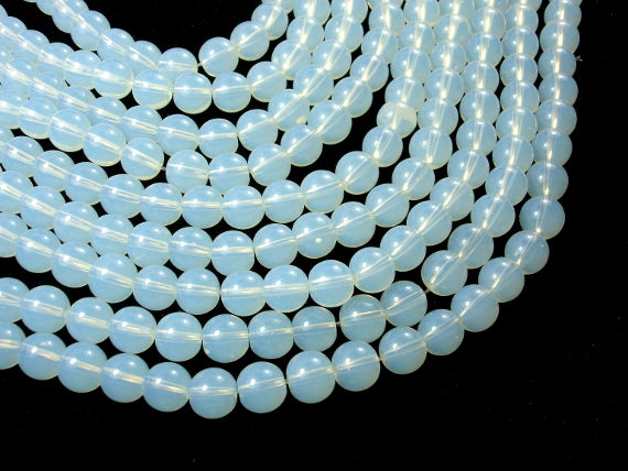 White Opalite Beads, 8mm, Round Beads-BeadXpert