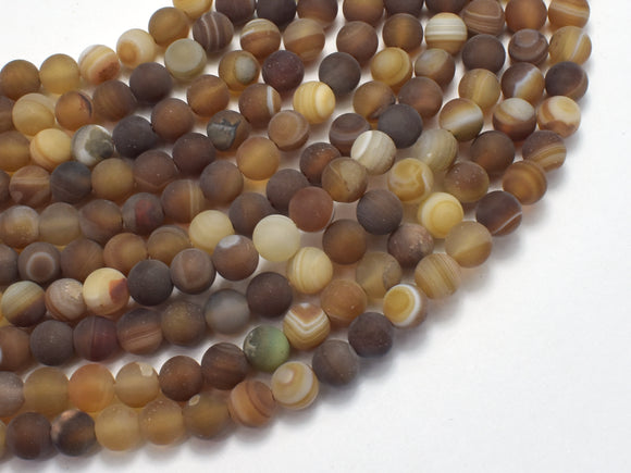 Matte Banded Agate, 6mm Round Beads-BeadXpert