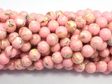 Shell Howlite-Pink, with Trochus Shell, 8mm (8.5mm) Round-BeadXpert
