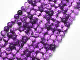 Rain Flower Stone, Purple, White, 6mm Round Beads-BeadXpert