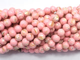 Shell Howlite-Pink, with Trochus Shell, 6mm (6.5mm)-Beadxpert