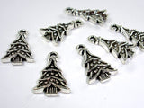 Christmas Tree Charms, Zinc Alloy, Antique Silver Tone 3pcs